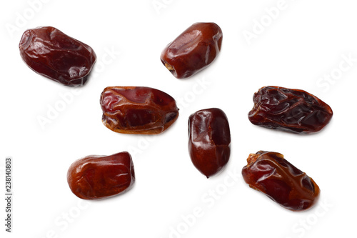 date fruit isolated on white background. top view