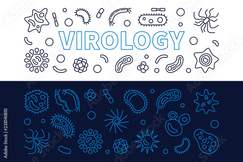 Virology banners set. Vector concept illustration in thin line style