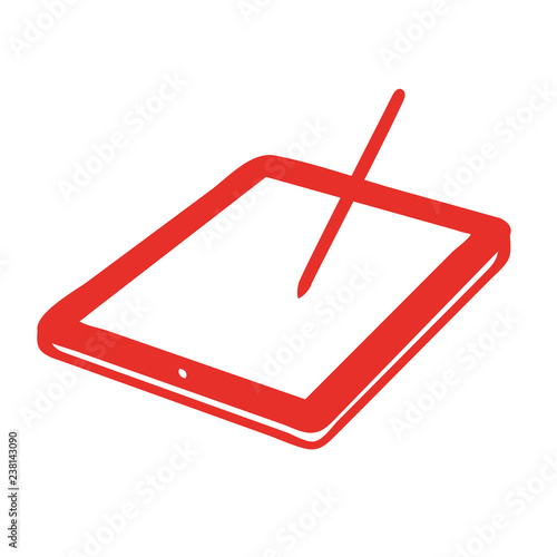 Handgezeichneter Tablet-PC in rot