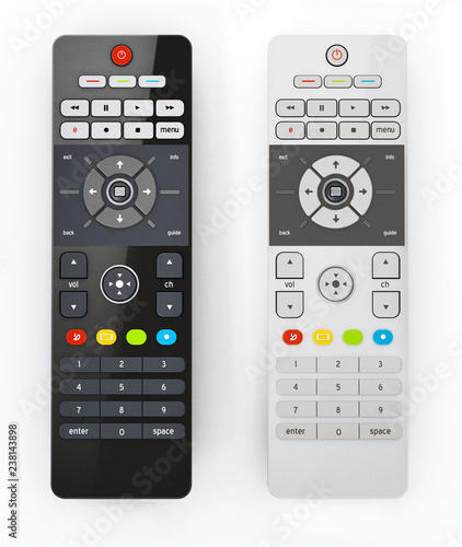 Generic remote controller isolated on white background. 3D illustration