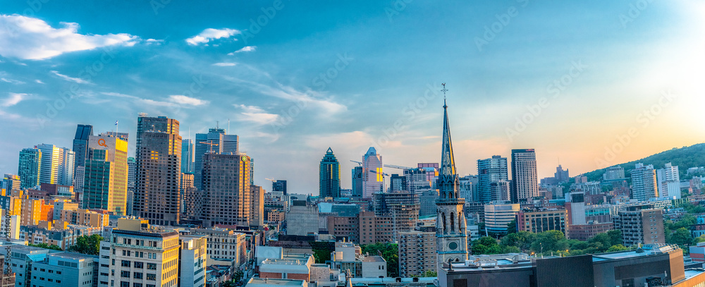 Fototapeta premium Montreal, Quebec, Canada: city skyline from a downtown hotel. Beautiful cityscape of a Canadian city