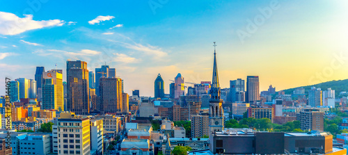 Montreal, Quebec, Canada: city skyline from a downtown hotel. Beautiful cityscape of a Canadian city photo
