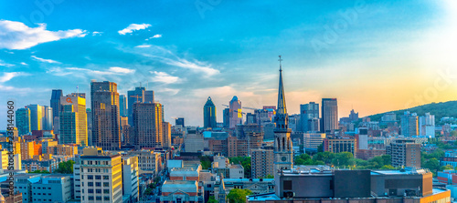 Montreal, Quebec, Canada: city skyline from a downtown hotel. Beautiful cityscape of a Canadian city photo