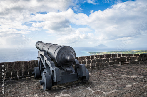 Cannon faces the Caribbean Sea at Brimstone Hill Fortress on Saint Kitts