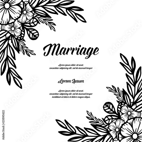 Marriage invitation card. Wedding card template with blooming flower vector art
