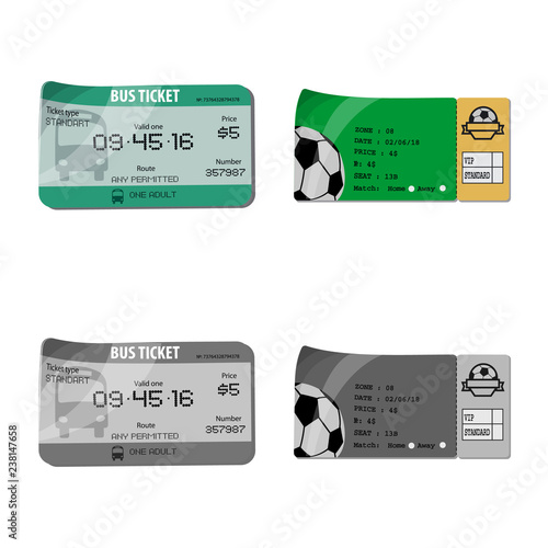 Vector illustration of ticket and admission symbol. Set of ticket and event vector icon for stock.
