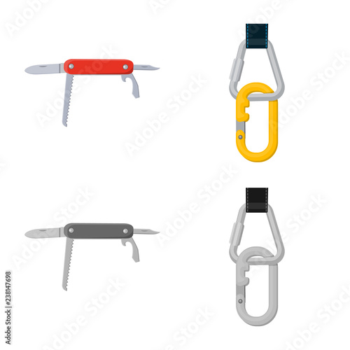 Isolated object of mountaineering and peak symbol. Collection of mountaineering and camp stock symbol for web.