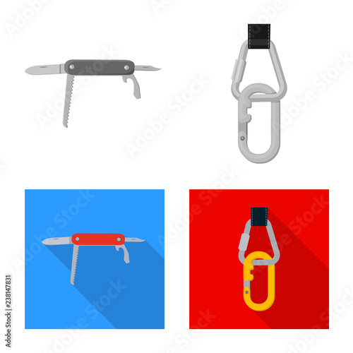 Isolated object of mountaineering and peak icon. Collection of mountaineering and camp stock symbol for web.