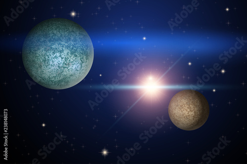 Background of Space with two unknown planets