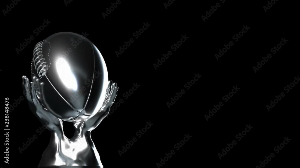 Loop-able silver American football cup with alpha channel Loop-able silver American football cup with alpha channel