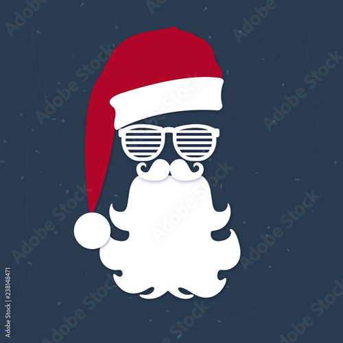 cool Santa with white beard and glasses