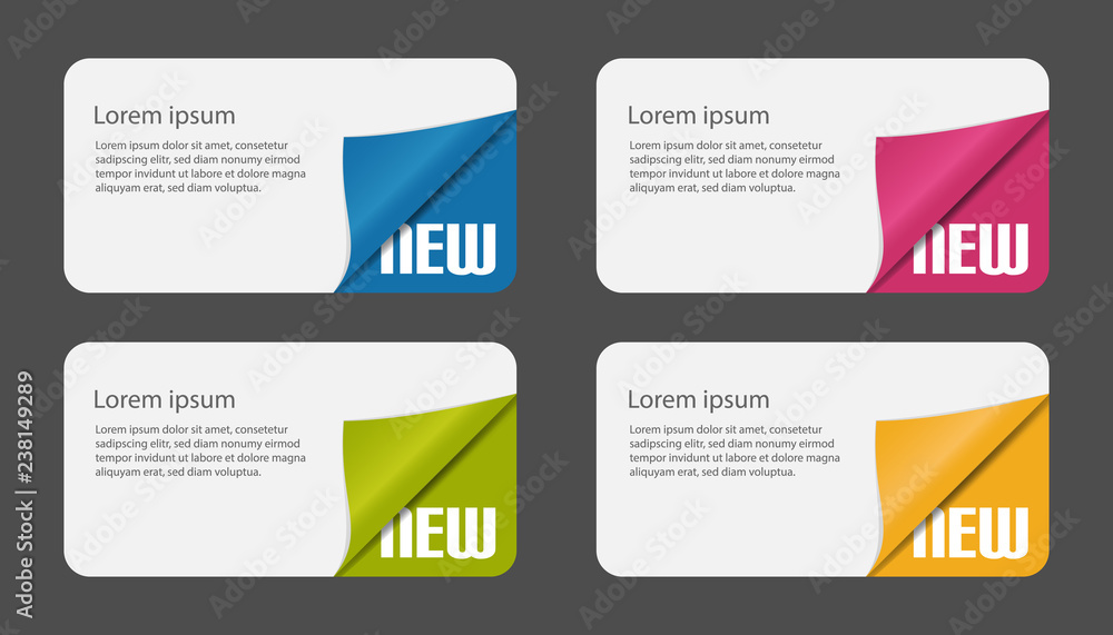 Set Of Cards With Curved Corners - Business Layout For Coupons And Certificates - Vector Illustration - Isolated On White Background Set Of Cards With Curved Corners - Business Layout For Coupons And Certificates - Vector Illustration - Isolated On White Background