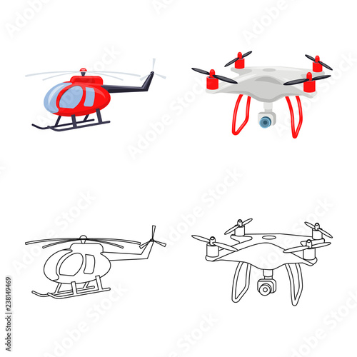 Isolated object of plane and transport icon. Set of plane and sky stock symbol for web.