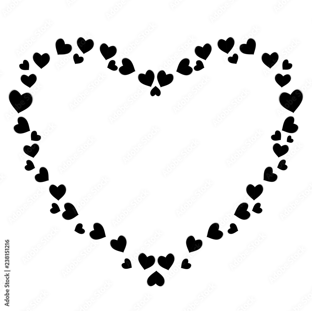 Vector cute black heart shaped frame for valentines, love romance design. Vector cute black heart shaped frame for valentines, love romance design.