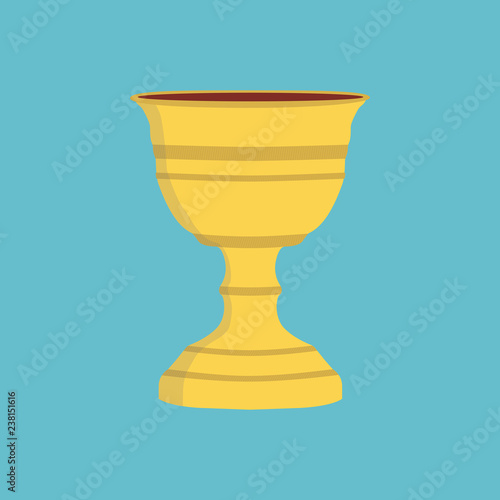 Chalice flat design icon with blue background