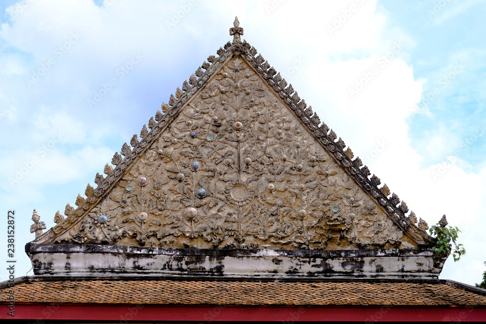 The ancient of Thai Gable style at Nontaburi temple or attractions  WAT CHOMPHU WEK