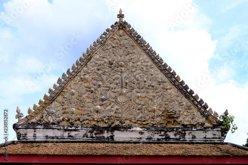 The ancient of Thai Gable style at Nontaburi temple or attractions  WAT CHOMPHU WEK photo