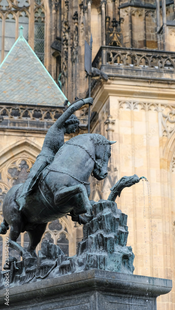 Statue of St. next to st. Vitus Cathedral in Prauge Castle, The most significant Czech