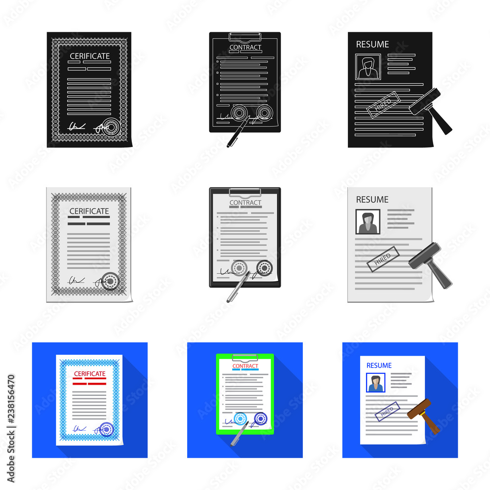 Vector illustration of form and document sign. Set of form and mark vector icon for stock. Vector illustration of form and document sign. Set of form and mark vector icon for stock.