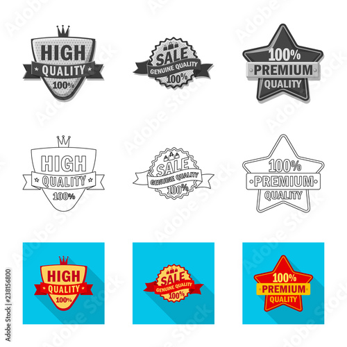 Isolated object of emblem and badge icon. Set of emblem and sticker stock symbol for web.