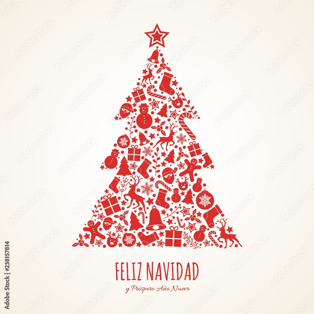 Feliz Navidad - translated from spanish as Merry Christmas. Vector