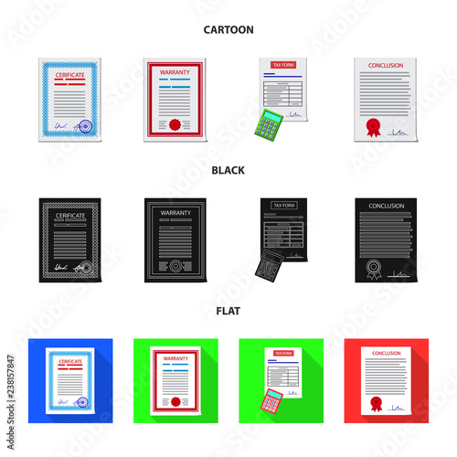 Vector design of form and document icon. Collection of form and mark stock vector illustration.
