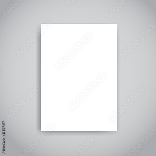 Blank paper brochure or flyer design template with soft shadows
