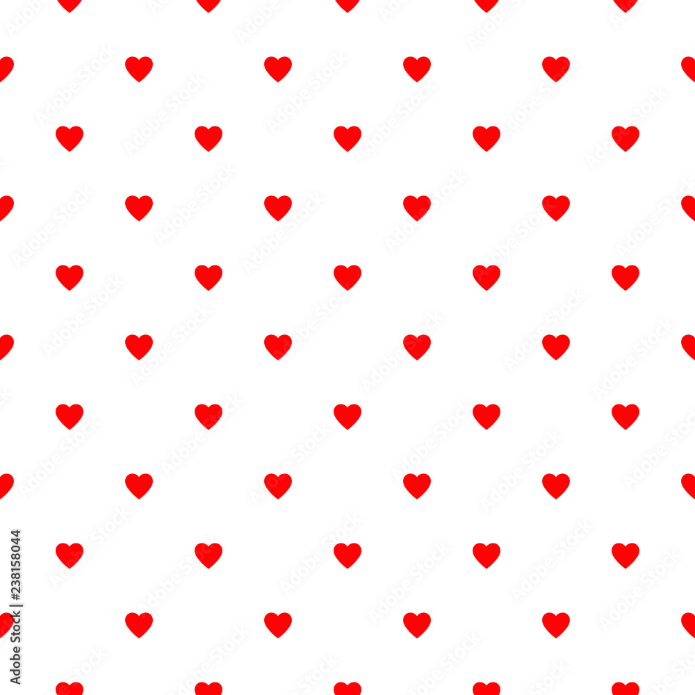 Heart seamless pattern, endless texture. Red hearts on white background, vector illustration. Valentine's Day Pattern. Anniversary, Birthday. Love. Sweet Moment. Wedding.