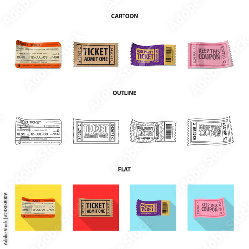 Isolated object of ticket and admission icon. Collection of ticket and event stock symbol for web.