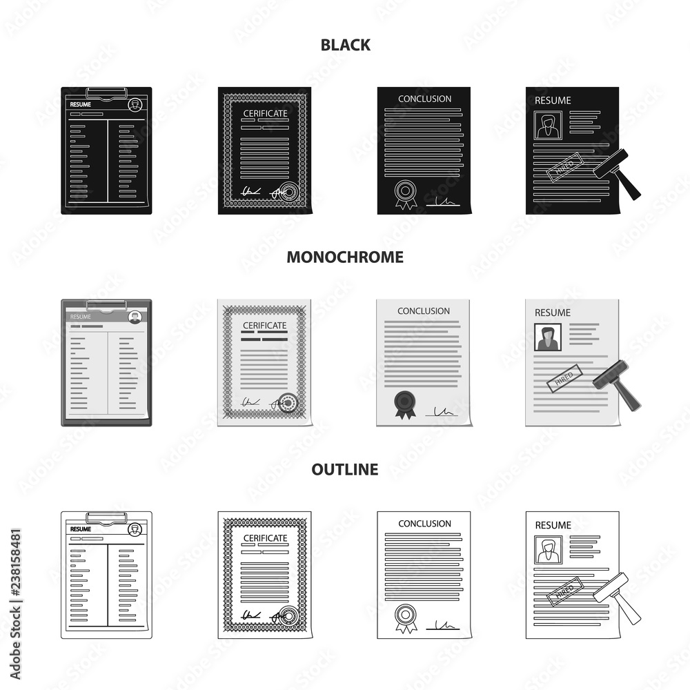 Vector design of form and document logo. Set of form and mark stock vector illustration.