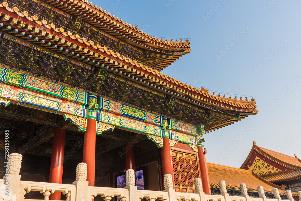 Beautiful chinese temple in the Forbidden City of Beijing, China