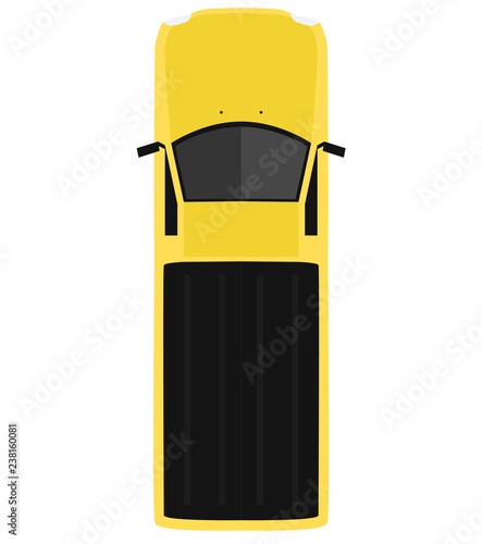 Pickup car from above, top view. Cute cartoon car with shadows. Modern urban civilian vehicle. One of the collection or set. Simple icon or logo. Realistic design. Flat style vector illustration.