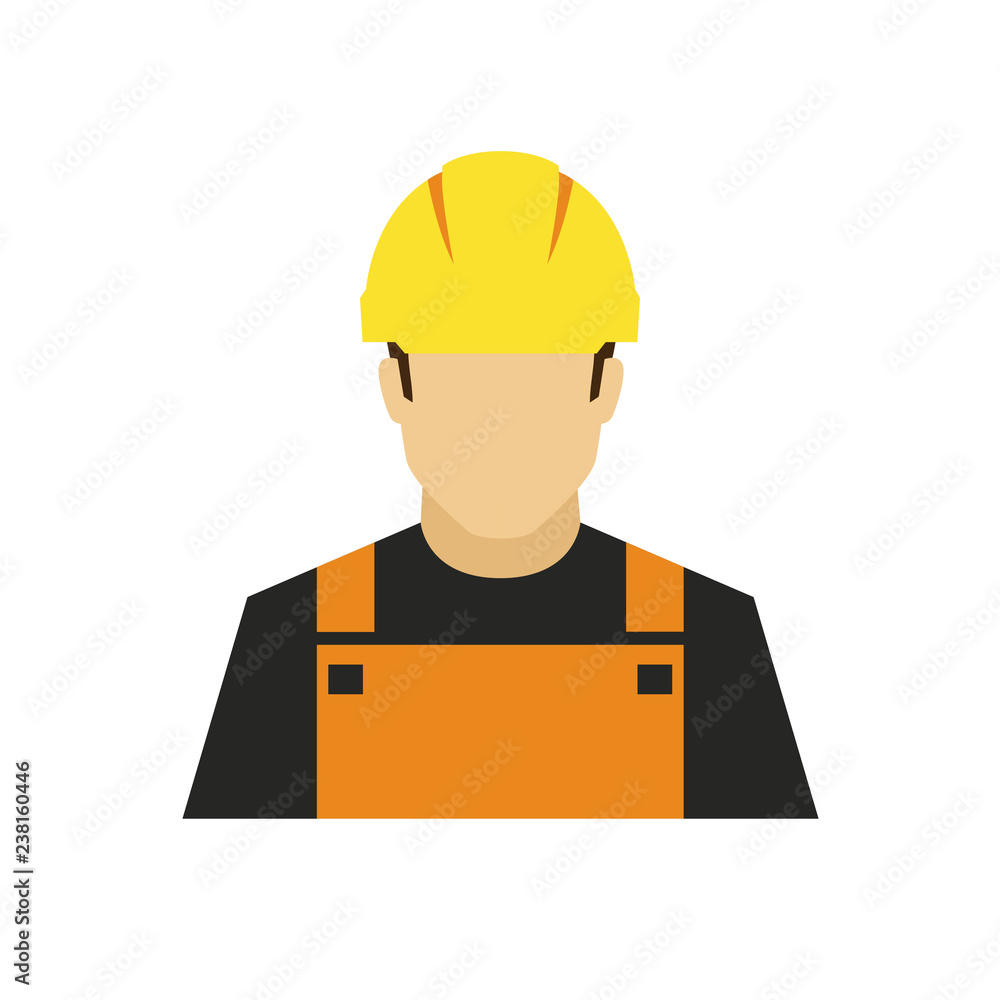 Builder avatar icon. Profession logo. Male character. A man in professional clothes. People specialists. Flat simple vector illustration. Builder avatar icon. Profession logo. Male character. A man in professional clothes. People specialists. Flat simple vector illustration.