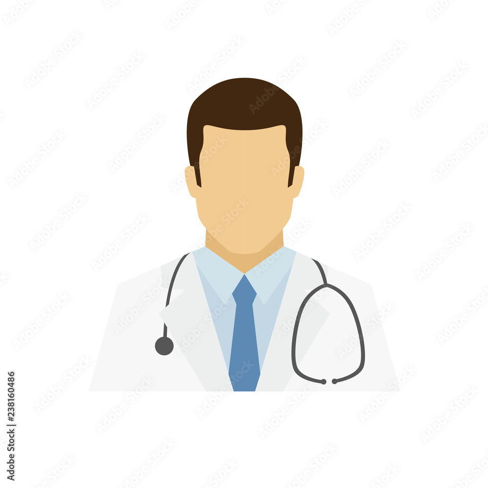 Doctor avatar icon. Profession logo. Male character. A man in professional clothes. People specialists. Flat simple vector illustration.