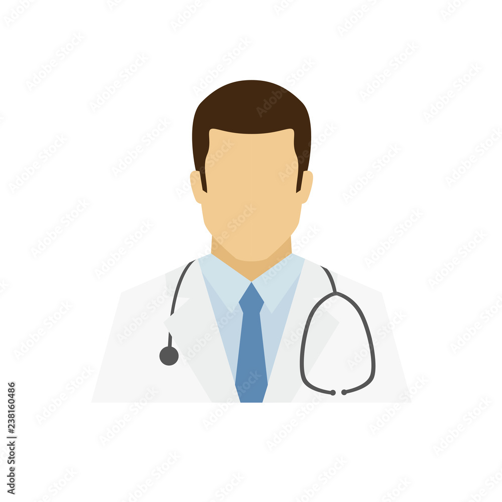Doctor avatar icon. Profession logo. Male character. A man in professional clothes. People specialists. Flat simple vector illustration. Doctor avatar icon. Profession logo. Male character. A man in professional clothes. People specialists. Flat simple vector illustration.
