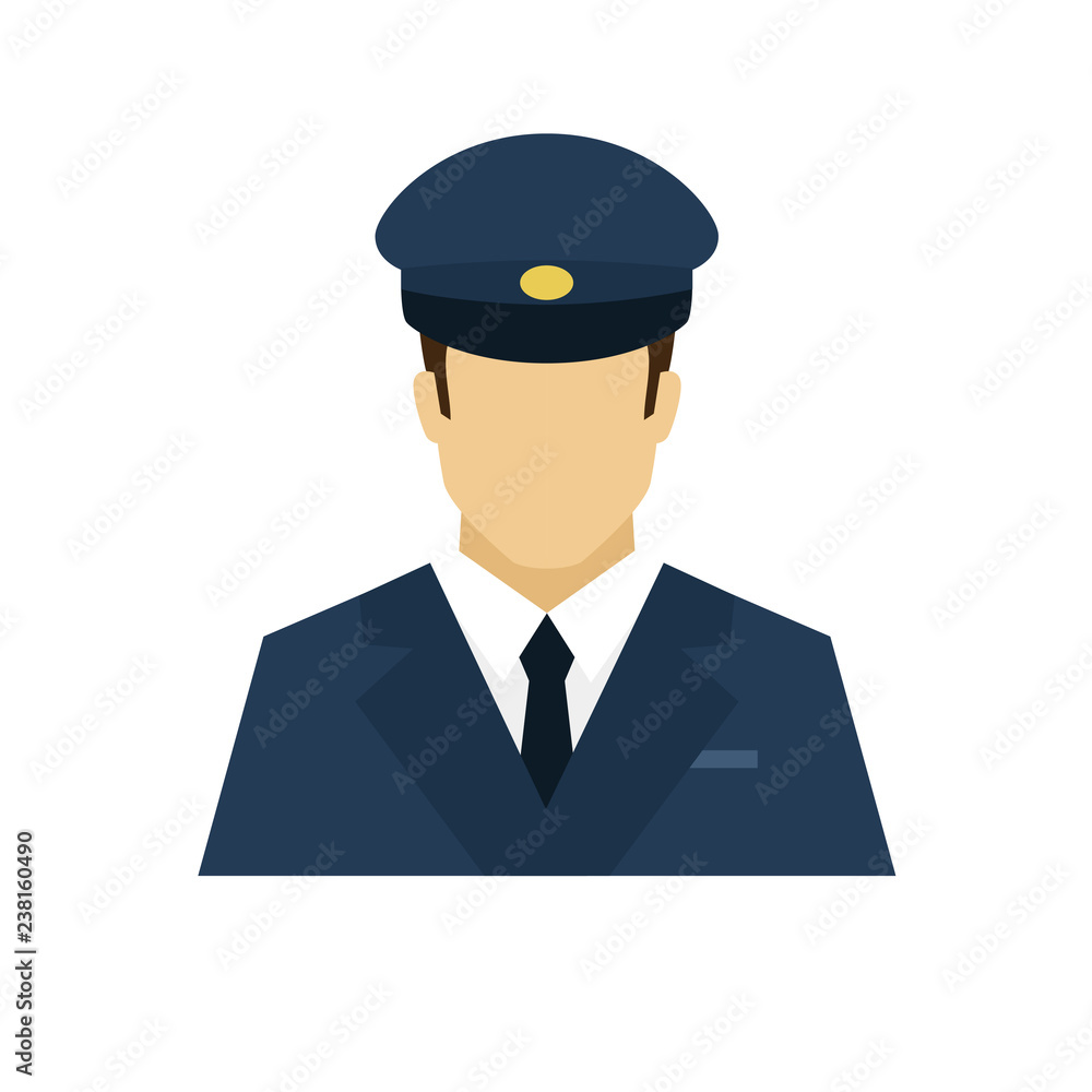 Driver avatar icon. Profession logo. Male character. A man in professional clothes. People specialists. Flat simple vector illustration.