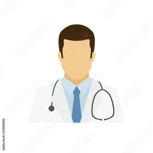 Doctor avatar icon. Profession logo. Male character. A man in professional clothes. People specialists. Flat simple vector illustration.