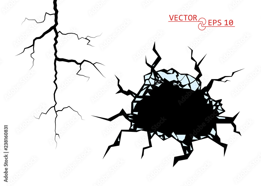 Cracks. The Destruction, The Abyss. Vector decorative element on isolated background. Cracks. The Destruction, The Abyss. Vector decorative element on isolated background.