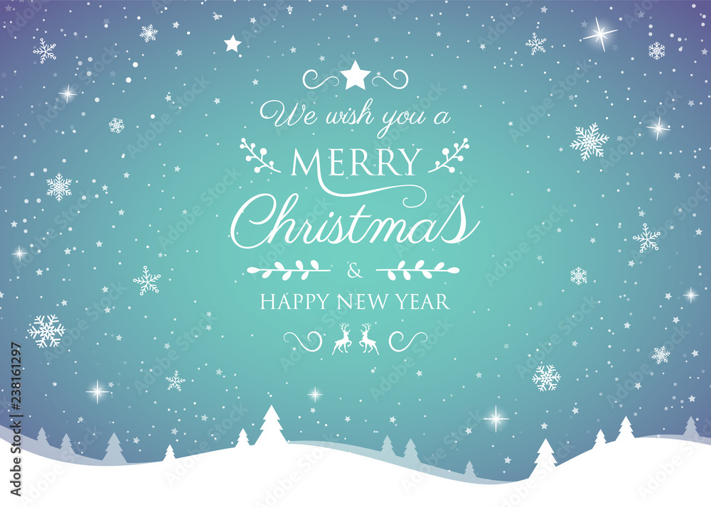 Christmas card with with glossy snowflakes. Vector.