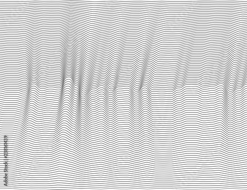 Wavy abstract dark lines. Vector texture stripes Pattern, isolated white background. Able to overlay, easy to change color.