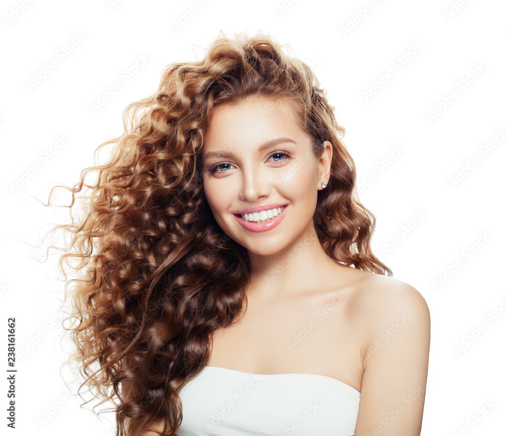 Blonde beauty. Happy woman with healthy skin and long hair isolated on white background Blonde beauty. Happy woman with healthy skin and long hair isolated on white background