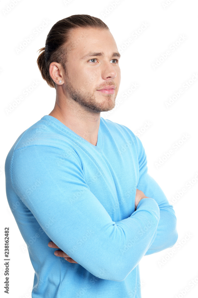 Portrait of handsome hipster man on white background Portrait of handsome hipster man on white background