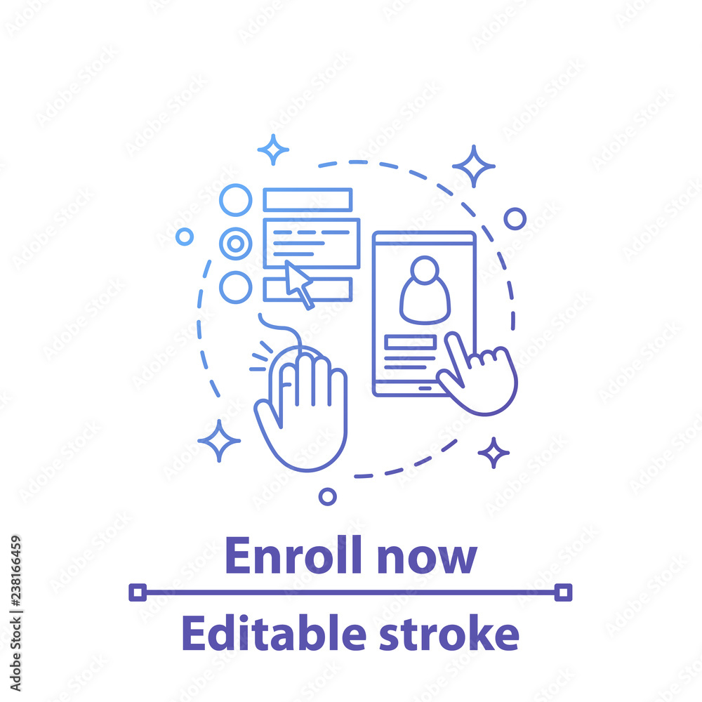 Enroll now concept icon Enroll now concept icon