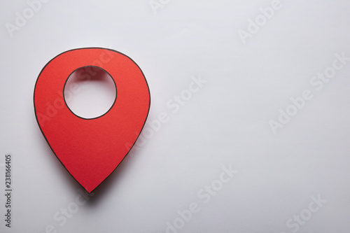 Obraz na plátně red geolocation icon on grey background