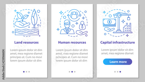 Resources onboarding mobile app page screen with linear concepts