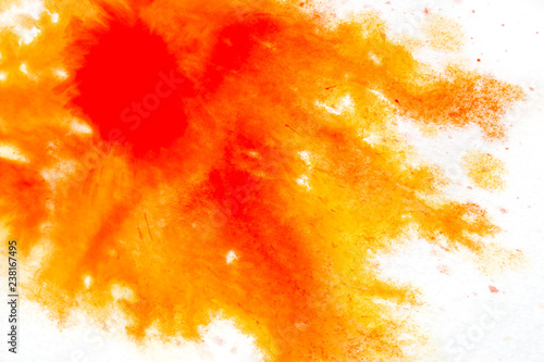 yellow orange, blurry spot of watercolor paint. background