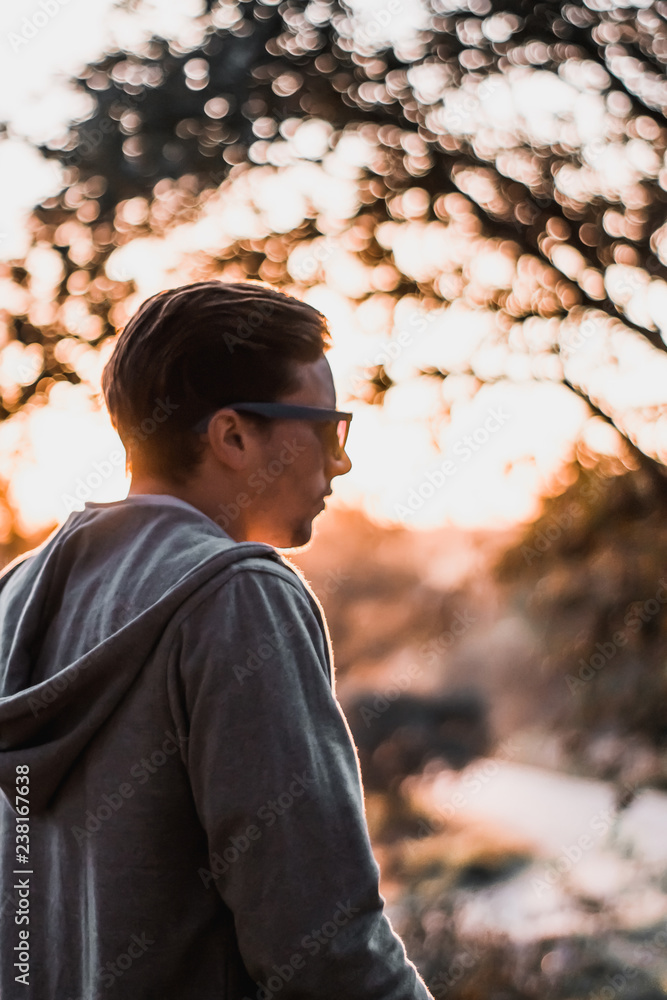 natural portrait at sunset on autumn day natural portrait at sunset on autumn day