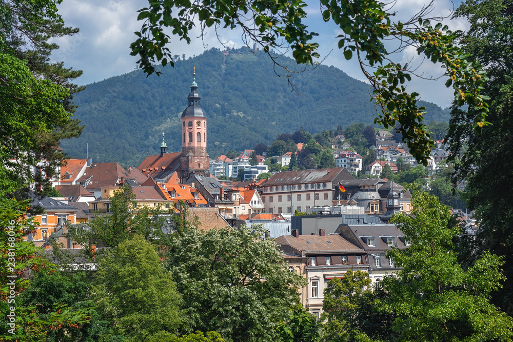 Panoramic view on collegiate church  Baden-Baden Germany Europe in the summer