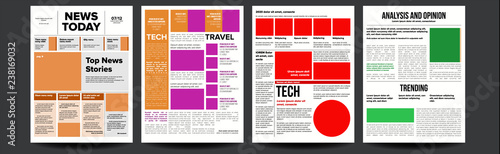 Newspaper Vector. Paper Tabloid Design. Daily Headline World Business Economy News And Technology. Illustration