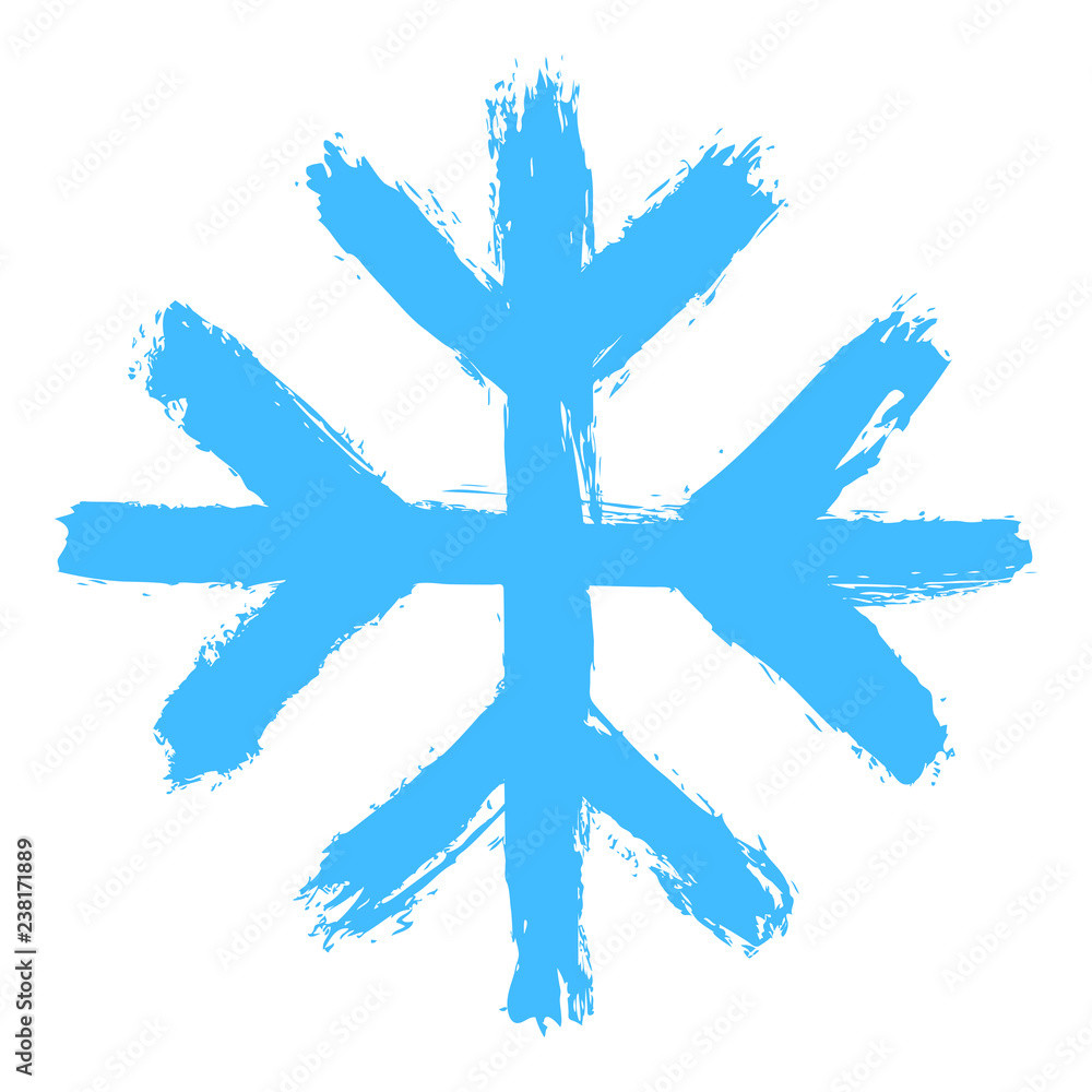 Snowflake 01 from set 05. Drawing of a snow flake painted by hand bold brushstroke Snowflake 01 from set 05. Drawing of a snow flake painted by hand bold brushstroke